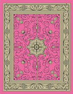 Vibrant Pink Floral Scroll Medallion Rug