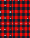 Red Black Plaid With Snowflakes Design Rug