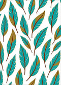 Turquoise Feather Pattern Design Rug