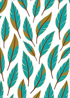 Turquoise Feather Pattern Design Rug