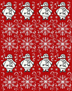 Snowman Snowflake Pattern Red Rug