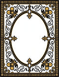 Ornate Black Gold Floral Border Rug
