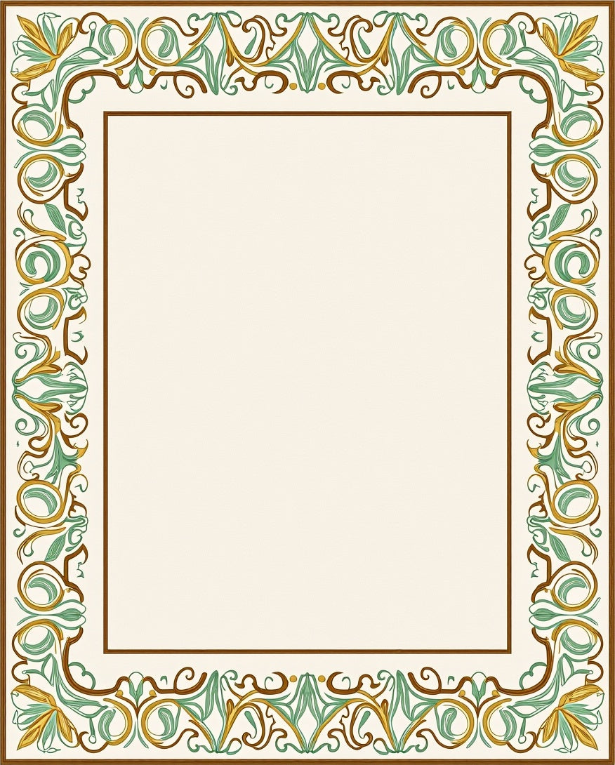 Art Nouveau Floral Swirl Border Rug