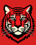 Bold Red Tiger Face Graphic Rug