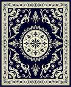 Ornate Floral Medallion Bordered Rug