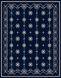 Navy White Floral Medallion Pattern Rug