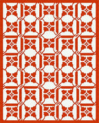Red Orange Lattice Floral Pattern Rug