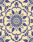 Vintage Floral Mandala Blue Design Rug