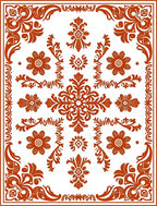 Ornate Floral Scrollwork In Red Rug