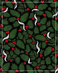 Green Fern and Red Berry Foliage Rug