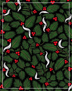 Green Fern and Red Berry Foliage Rug