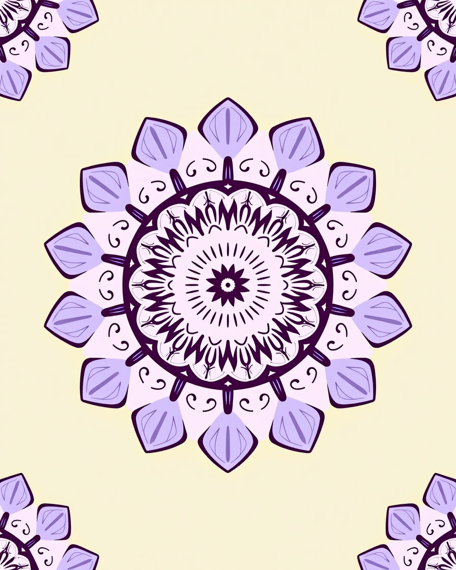 Purple Mandala Floral Pattern Rug