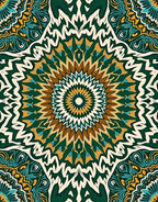 Green And Gold Mandala Pattern Rug