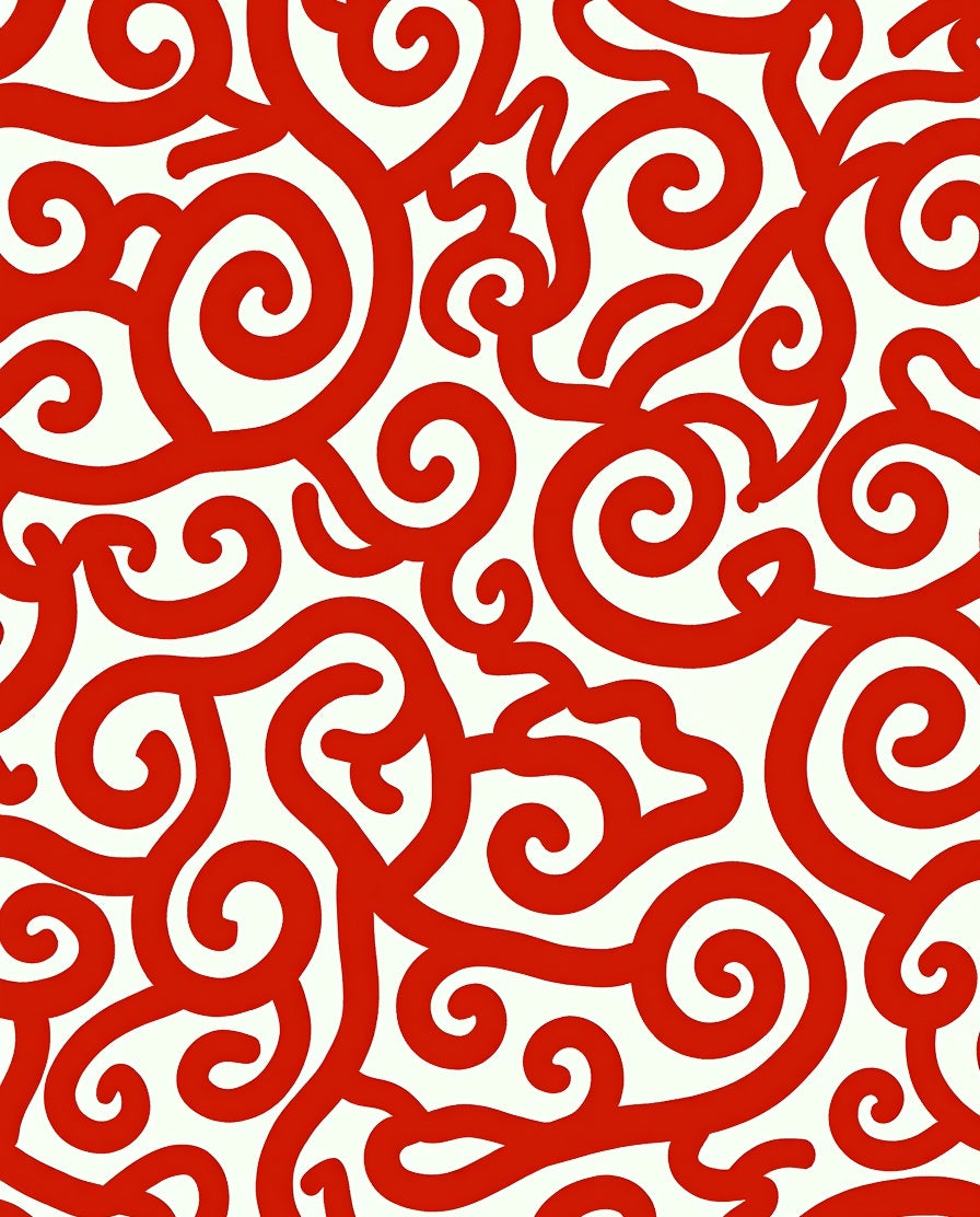 Classic Red Swirl Pattern Rug