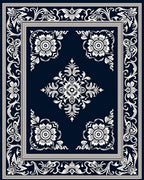 Classic Floral Scroll Border Design Rug