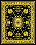 Elegant Black Gold Floral Pattern Rug
