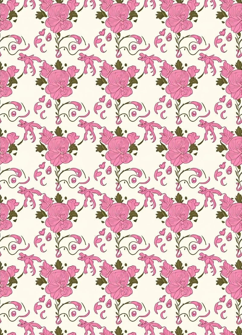 Pink Floral Petal Vines Rug