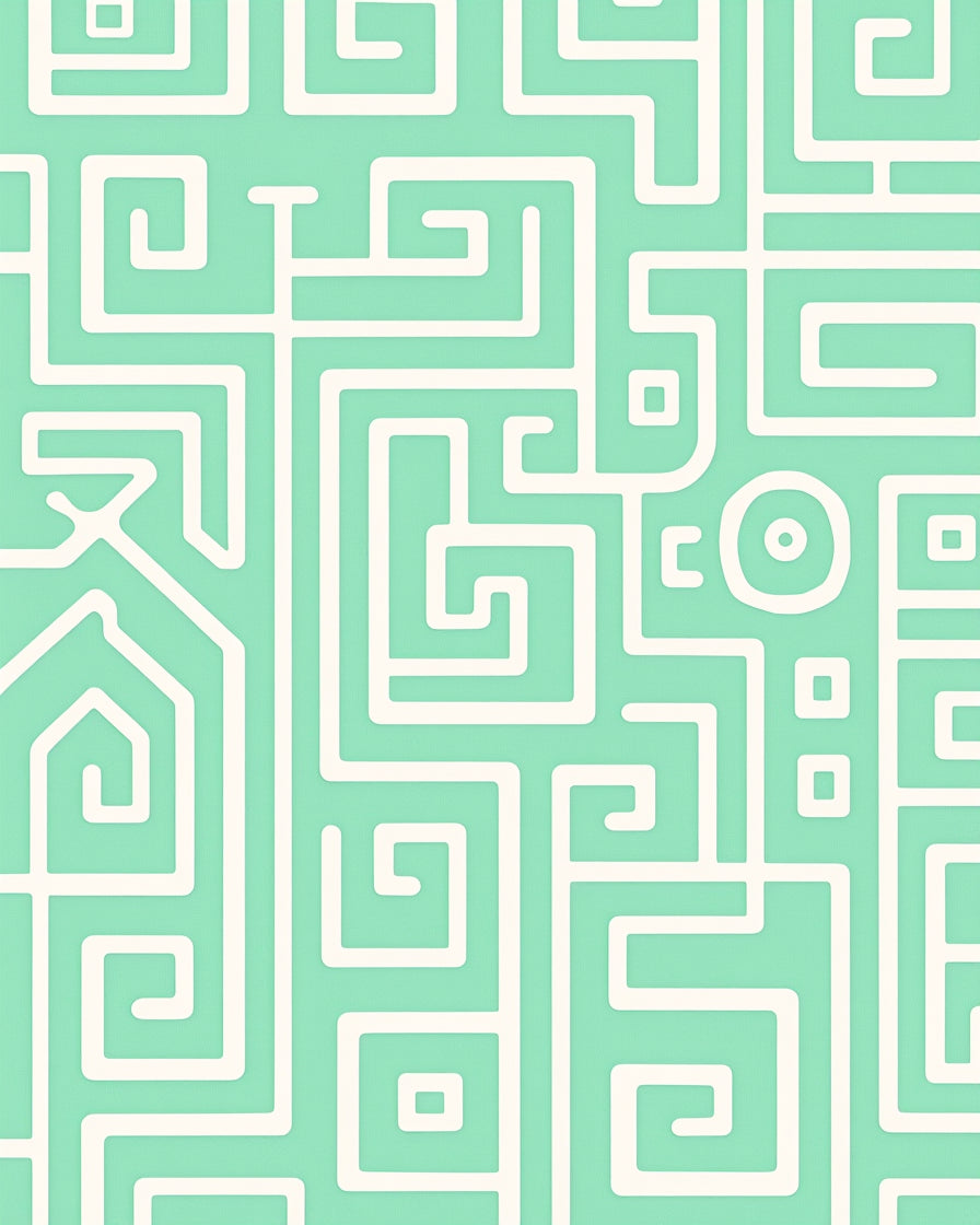 Abstract Geometric Maze Pattern Rug