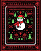 Festive Snowman and Trees Holiday Rug