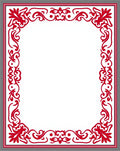 Red Flourish Patterned Frame Design Rug
