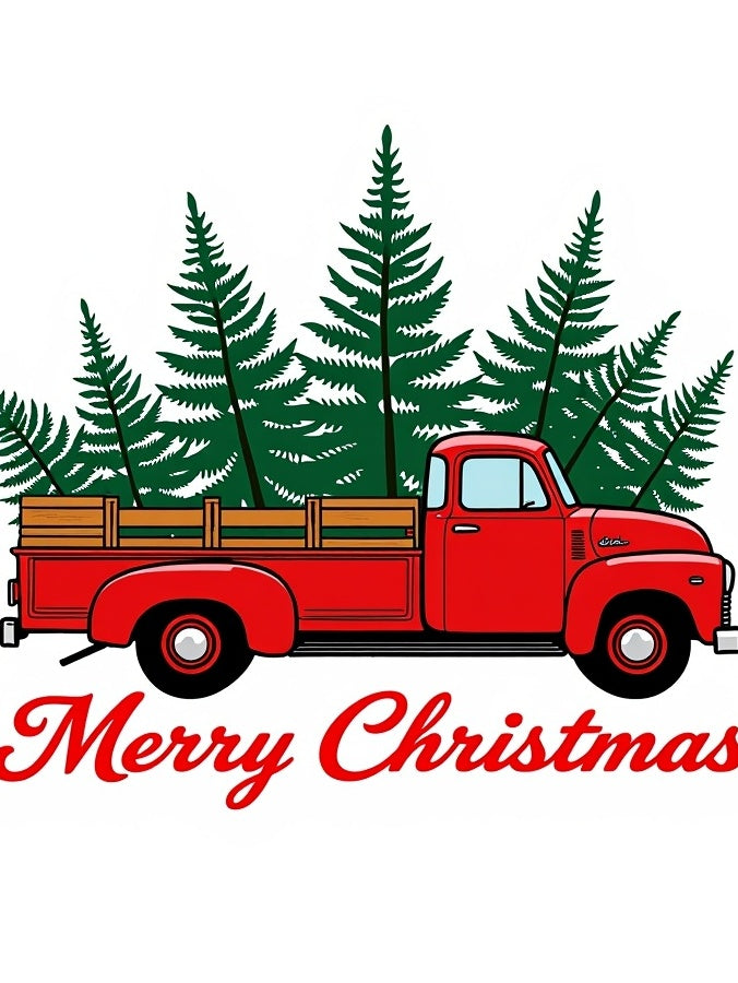 Retro Red Truck Evergreen Forest Sleigh Rug
