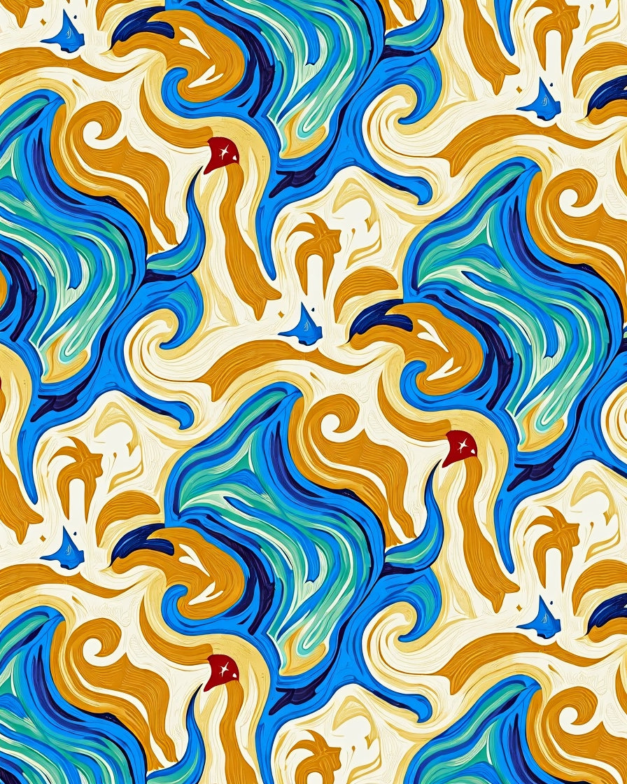 Abstract Swirls And Waves Pattern Rug