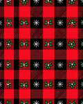 Red Black Buffalo Plaid Holly Snowflakes Rug