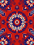 Bold Floral Mandala Red Blue Design Rug