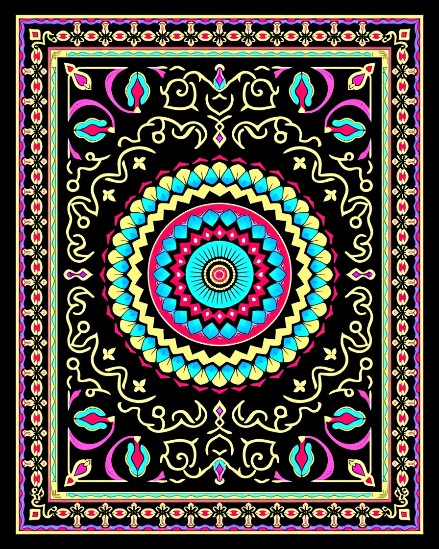 Colorful Mandala Floral Geometric Rug