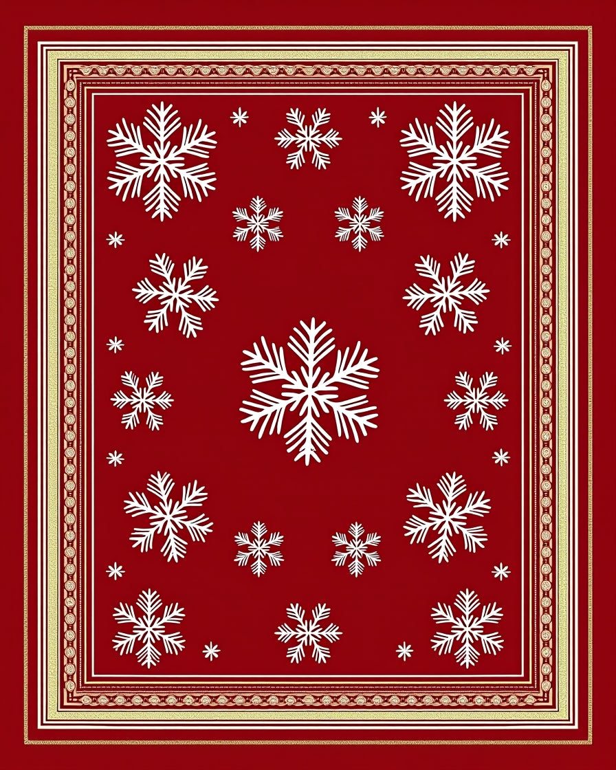 Red Snowflake Festive Pattern Rug
