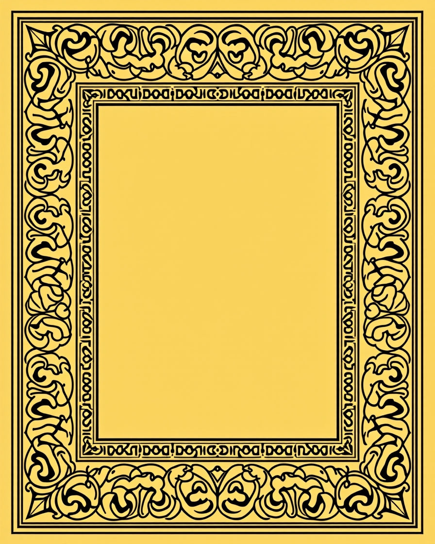 Elegant Black Floral Motif Frame Rug