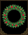 Festive Greenery Red Berry Pinecone Design Rug