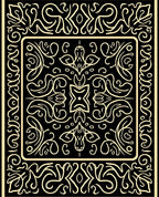 Ornate Gold Line Art Scrollwork Rug