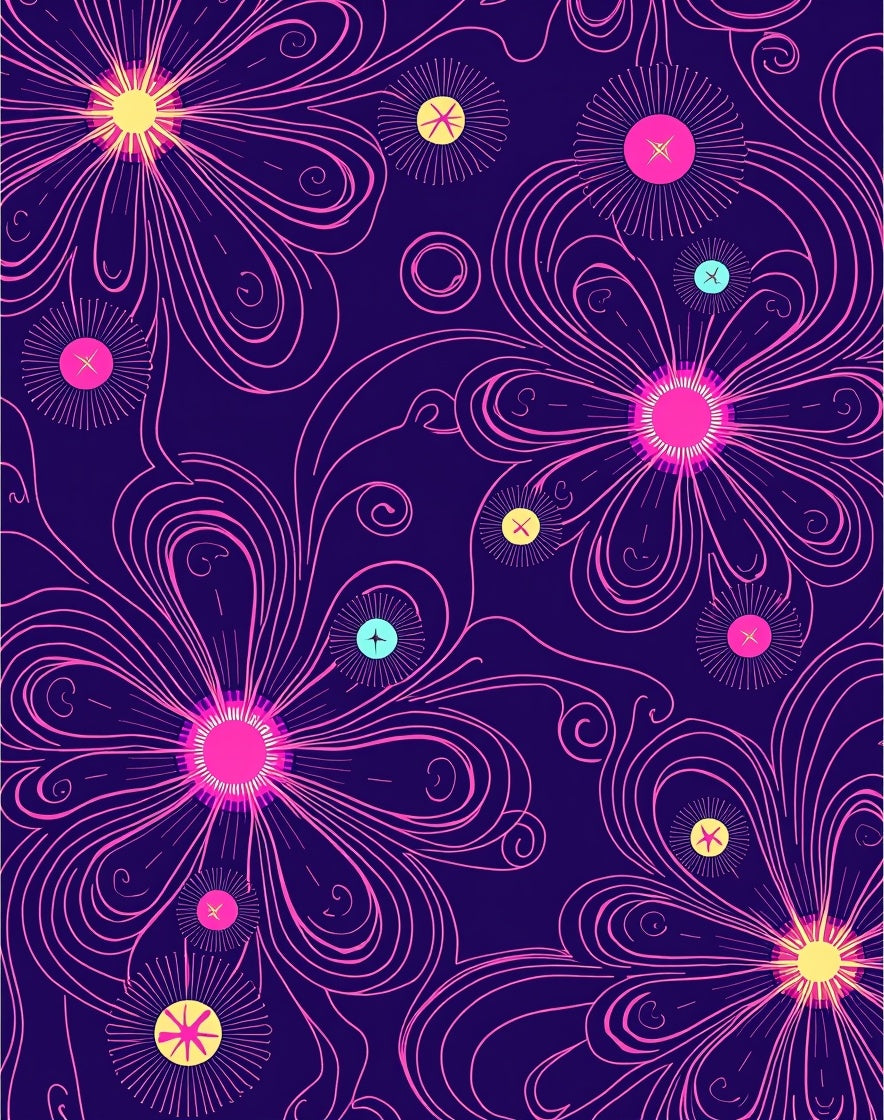 Vibrant Floral Swirls Pattern Design Rug