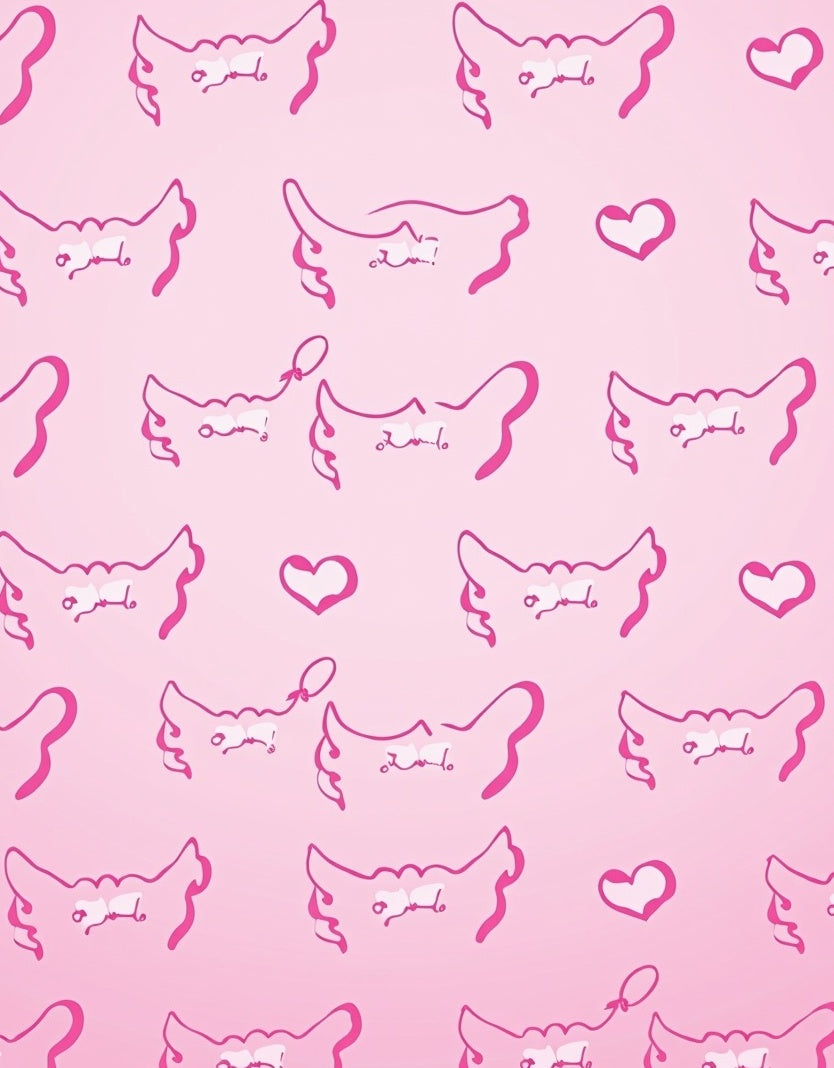 Sweet Pink Heart Cat Outline Rug