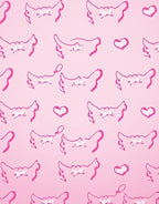 Sweet Pink Heart Cat Outline Rug