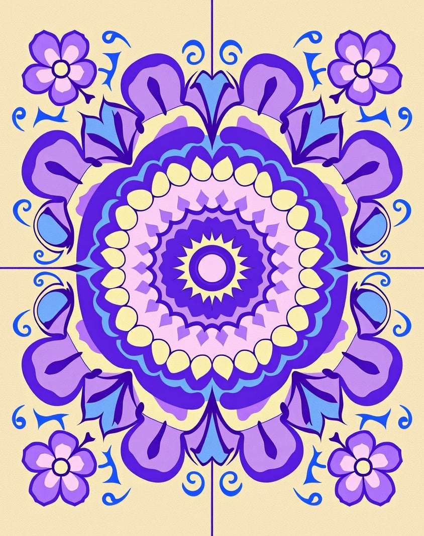 Purple Floral Mandala Pattern Rug