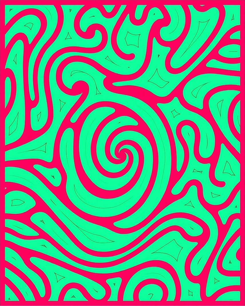 Vibrant Maze Swirl Abstract Pattern Rug