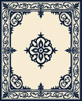 Ornate Floral Center Medieval Border Rug