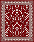 Deep Red Geometric Pattern Rug
