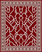 Deep Red Geometric Pattern Rug