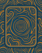 Abstract Swirls Blue Gold Pattern Rug