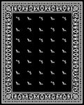 Black White Ornate Paisley Bandana Rug