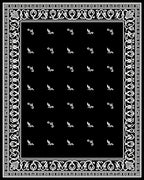Black White Ornate Paisley Bandana Rug