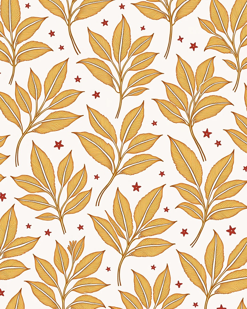 Golden Leaf Star Pattern Design Rug