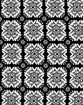 Black White Intricate Floral Pattern Rug