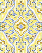 Sunny Yellow Blue Swirl Pattern Rug
