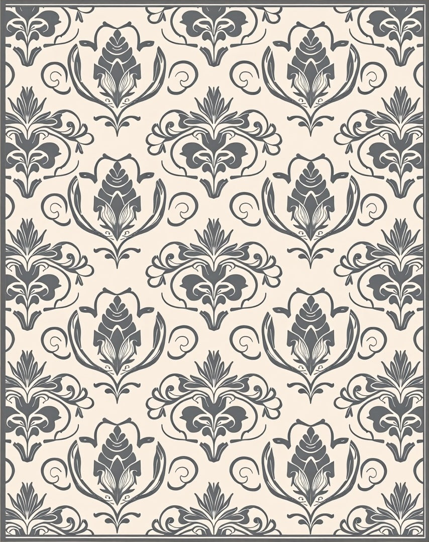 Damask Floral Swirl Vintage Pattern Rug