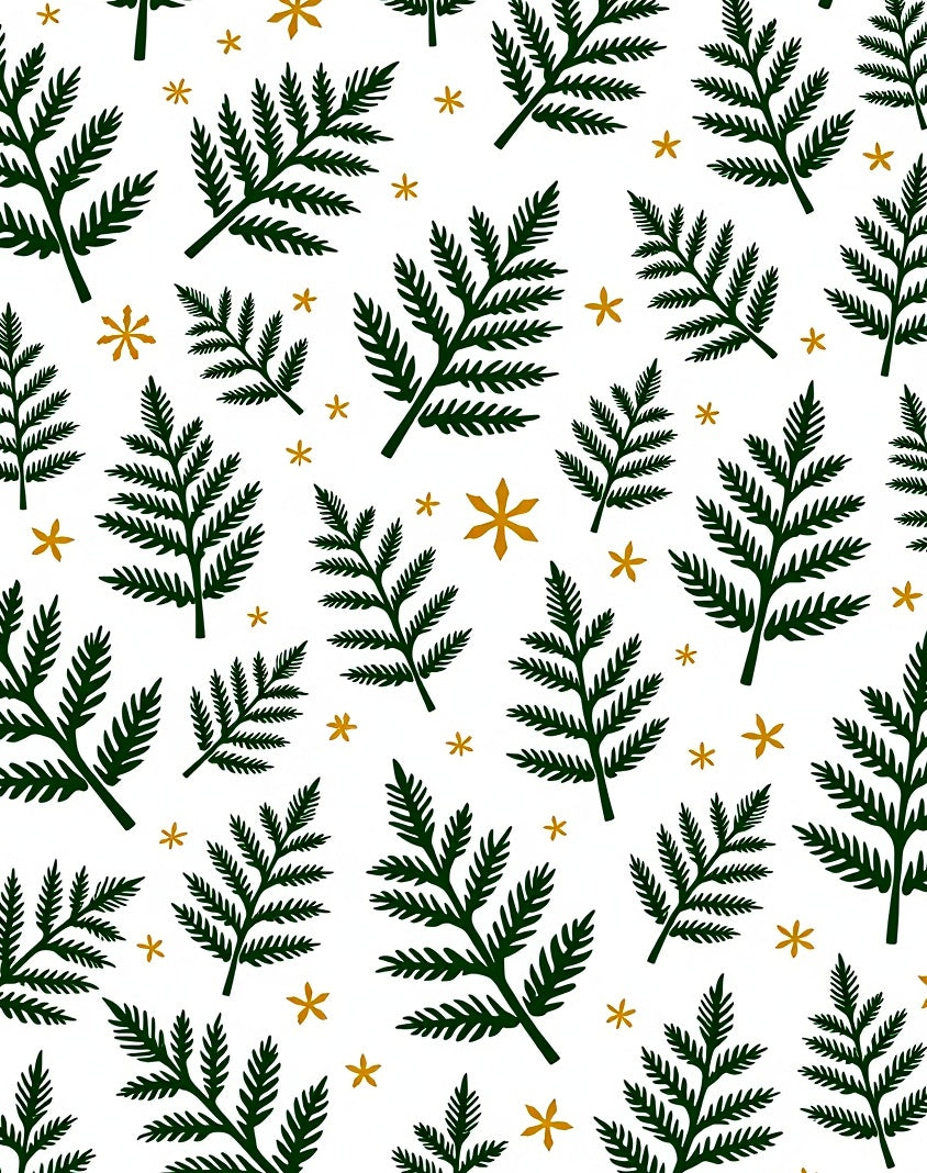 Green Fern Floral Nature Pattern Rug