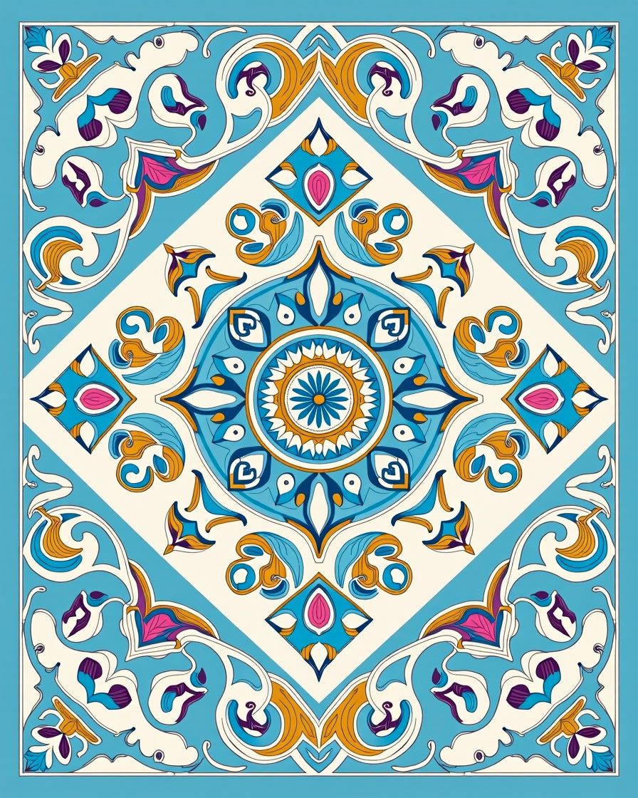 Colorful Floral Mandala Design Rug